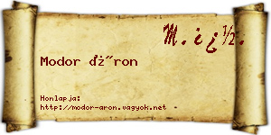 Modor Áron névjegykártya